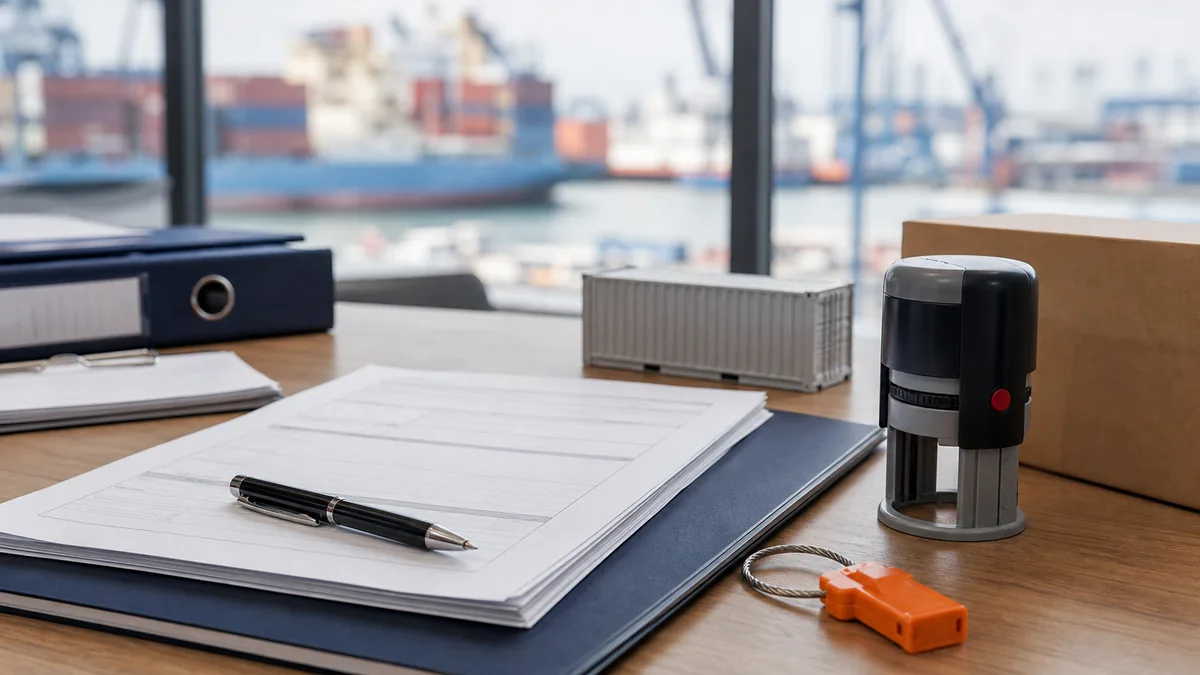 Miniature incoterms et documentation import avec documents de transport
