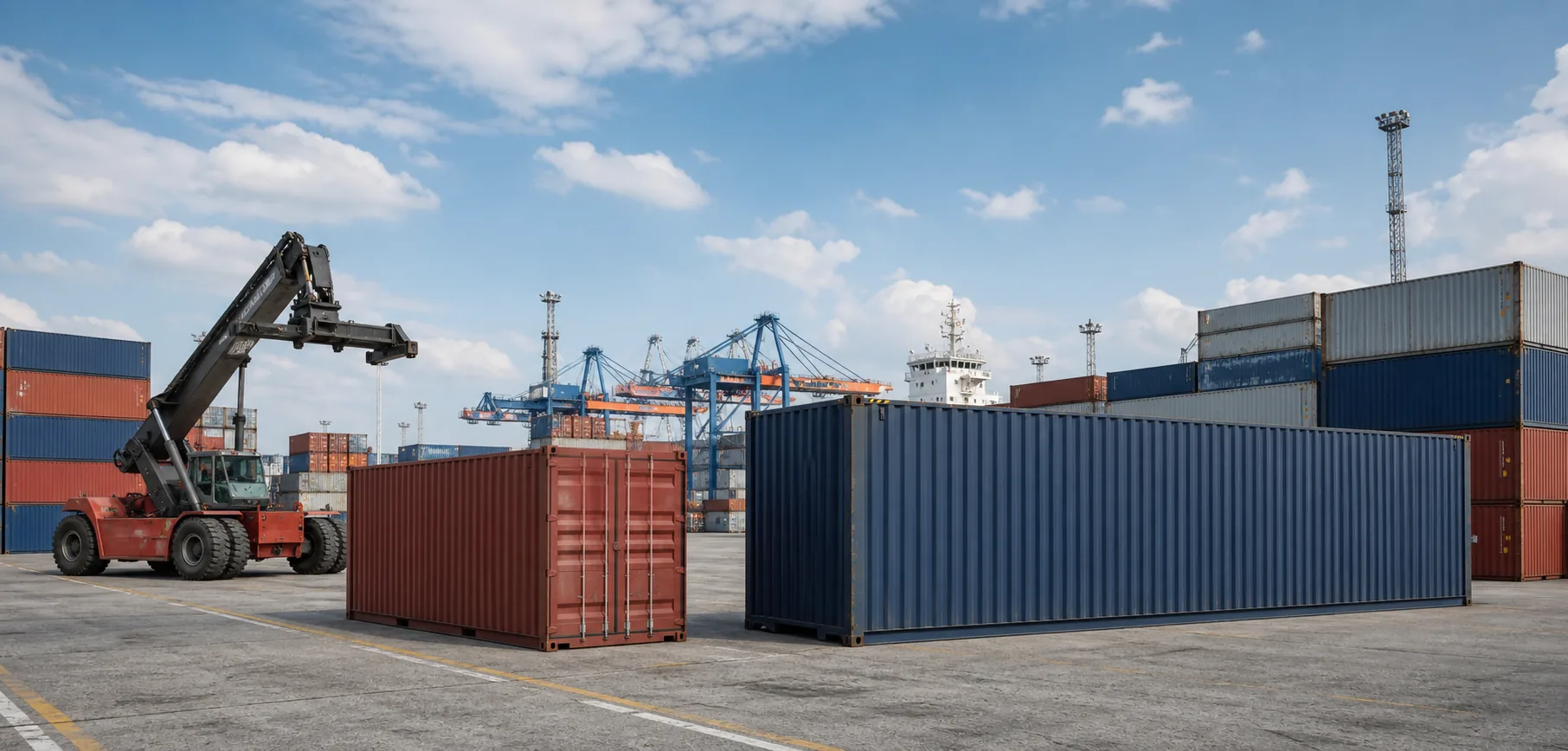 Prix conteneur Chine-France : conteneurs 20 et 40 pieds dans un terminal portuaire